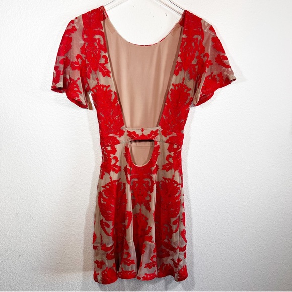 For Love and Lemons San Marcos red lace open back mini dress - Picture 6 of 10